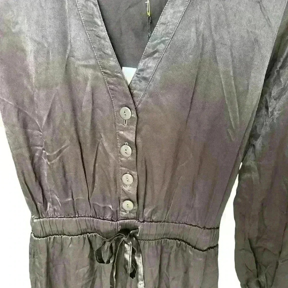 NWT Nation LTD Salma Tracksuit Jumpsuit Liquid Metal Grey Satin Small - Picture 2 of 7